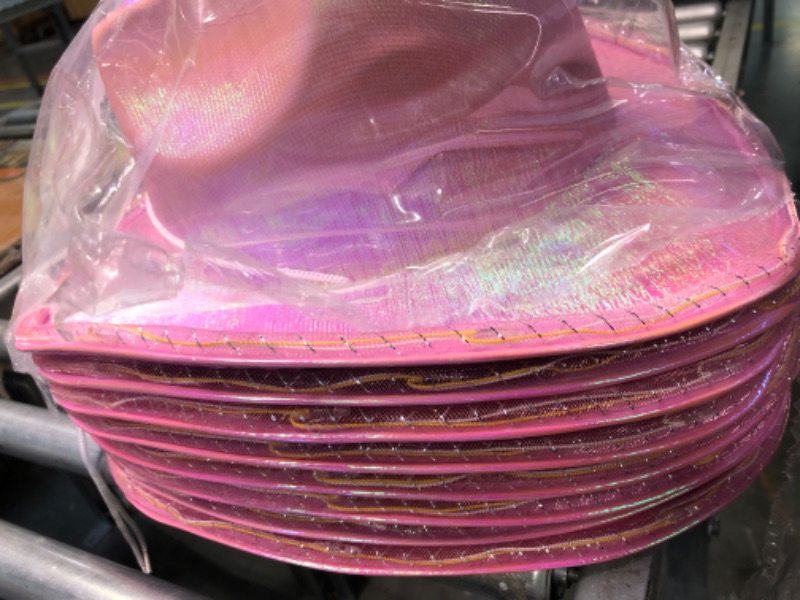 Photo 3 of 8 Pack Cowboy Hats Women Sparkly Cowgirl Hat Metallic Holographic Cowboy Hat for Women Girls Wedding Birthday Neon Party Pink