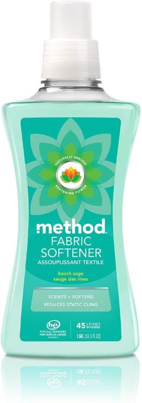 Photo 1 of Method Fabric Softener, Beach Sage, 45 loads, Reduces Static Cling, 53.5 Ounces (Pack of 1)