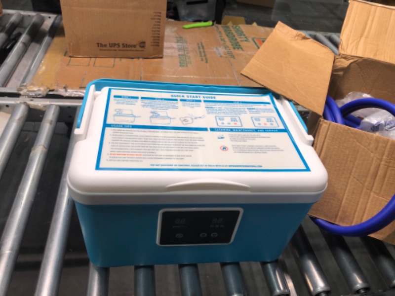 Photo 2 of Cold Therapy Machine — Cryotherapy Freeze Kit System — for Post-Surgery Care, ACL, MCL, Swelling, Sprains, and Other Injuries — Wearable, Adjustable Knee Pad — Cooler Pump with Digital Timer