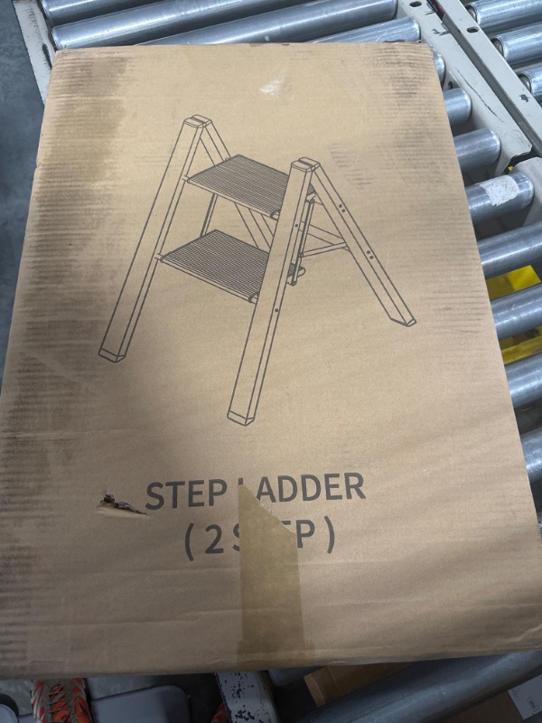 Photo 1 of 2 Step Ladder Folding Step Stool Auminum Portable Step Stools for Adults Wideing Anti-Slip Pedals Kitchen Step Stool for Home and Kitchen White 330 lb… 2 Step White