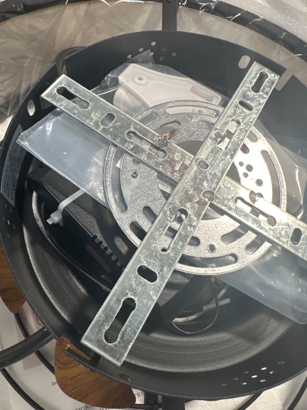 Photo 1 of Zuzanny 20" Caged Ceiling Fan with Light Remote Control, Flush Mount Low Profile Ceiling Fan, Reversible Motor 6 Speeds 1-4 Timing, Farmhouse Enclosed Bladeless Ceiling Fan Linen