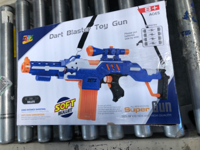 Photo 2 of Electric Toy Foam Blasters for Kids - Automatic Soft Dart Launcher with Scope and Shoulder Strap - Battery-Powered Plastic Combat Toy for Boys and Girls - Includes 40 Soft Darts