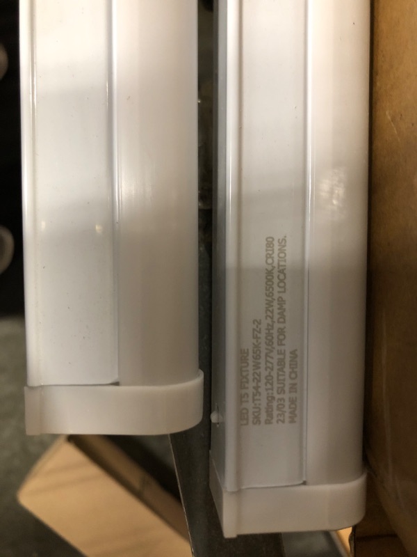Photo 1 of 2 Pack LED Shop Light 4FT, T5 Integrated Single Fixture, 22W, 2200lm, 6500K Super Bright White, Linkable Shop Light, Utility Shop Lights, Corded Electric with Built-in ON/Off Switch
