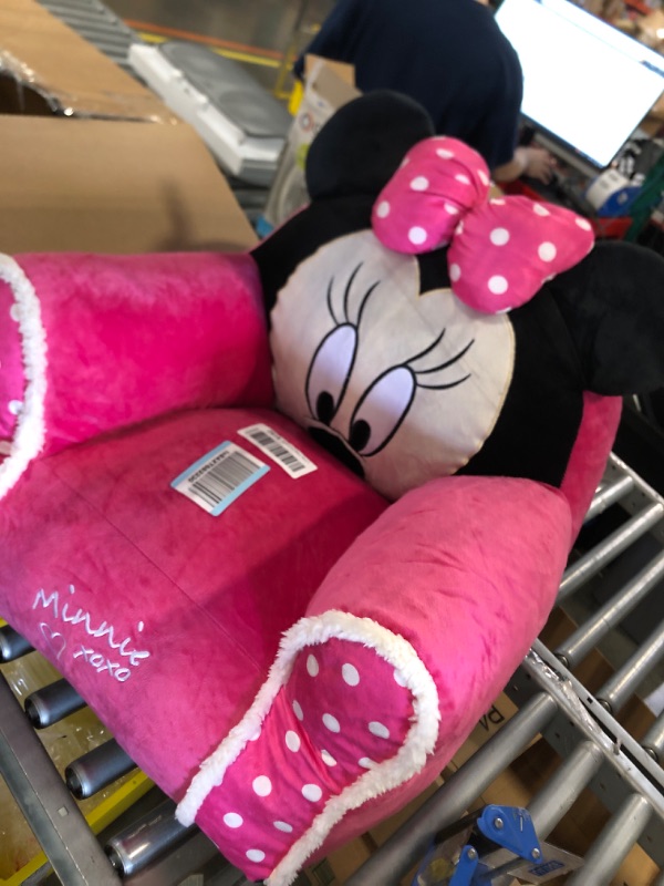 Photo 3 of Idea Nuova Minnie Mouse Figural Sherpa Trim Bean Bag Chair, Small, Pink