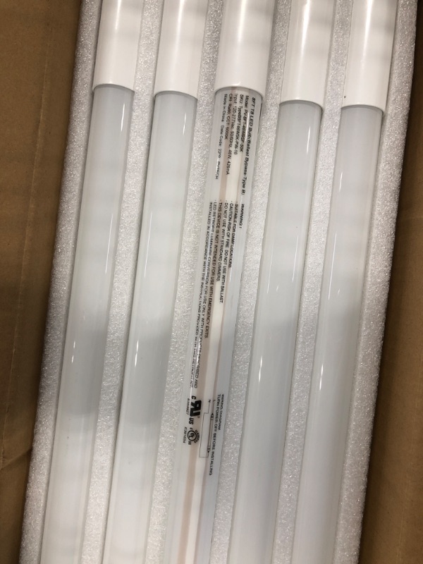 Photo 1 of 8 Foot LED Bulbs, 46W, 5500lm, 5000K, T8 T10 T12 LED Tube Lights, Dual-Ended Ballast Bypass 8FT LED Bulbs (Use Two 4FT), FA8 Single Pin, Frosted Lens, Fluorescent Replacement, UL, FCC, NSF, 10 Pack 8 Ft | 5000k