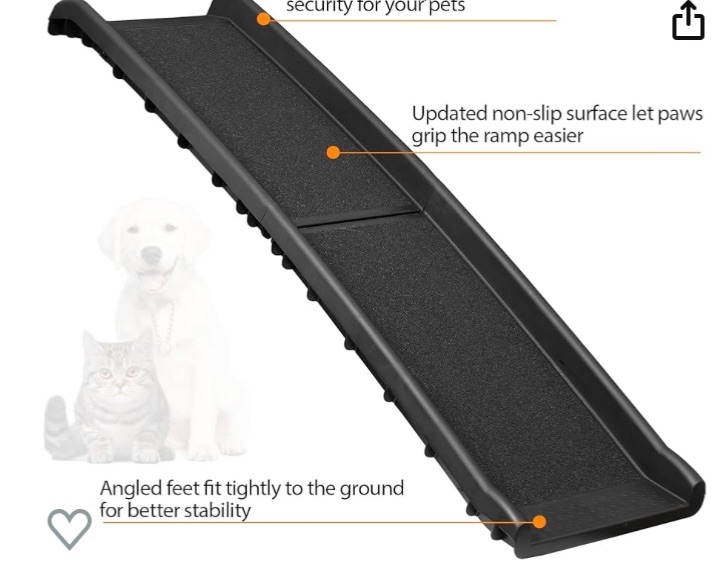 Photo 1 of LEMY Dog Ramp - 61-Inch Folding, Nonslip Pet Ramp for Cars, Trucks, SUVs, or RVs - Portable and Raised Sides for Easy Access, Up to Hold 150 lbs(Black