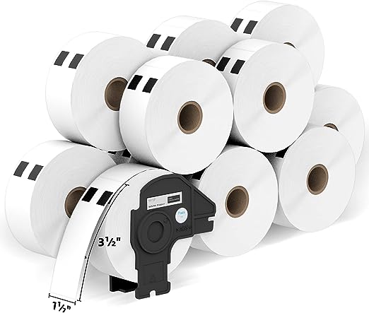 Photo 1 of Printholic - 12 Rolls Compatible with Brother DK 1201 (1-1/7" x 3-1/2") Labels Barcode Shipping Labels - 400/Roll Adress Labels for Brother QL Label Printers - Include 1 Detachable Frame