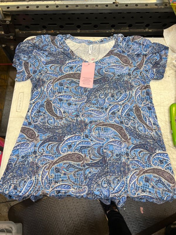 Photo 2 of  LArge Anyjoin Womens Tops Casual V Neck Summer Petal Sleeve T-Shirt