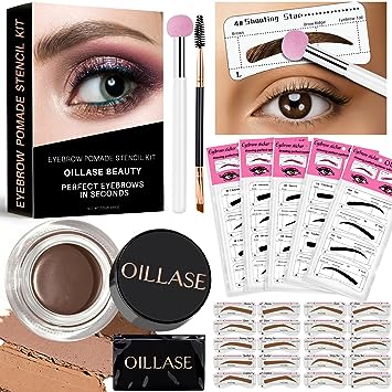 Photo 1 of Eyebrow Stamp Stencil Kit - Eye Brow Stamping Kit, Brow Stencil and Stamp Kit, Eyebrow Stamp Trio Kit for Women, 20 Reusable Brow Stencils, Waterproof Long-Lasting Perfect Bushy Eyebrows