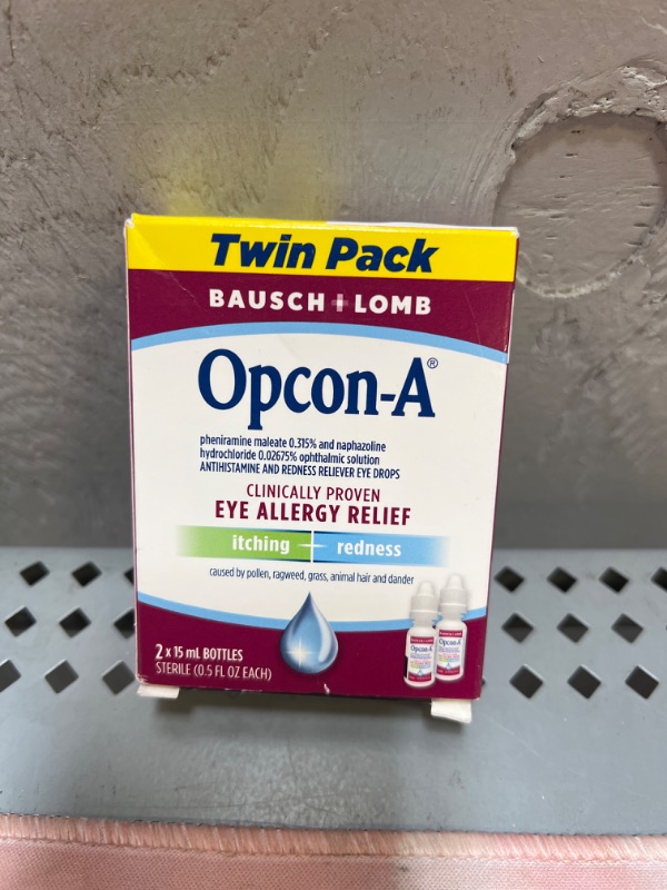 Photo 2 of Allergy Eye Drops by Bausch & Lomb, for Itch & Redness Relief, 15 mL (Pack of 2), Packaging May Vary 0.51 Fl Oz (Pack of 2) EXP  01-2025