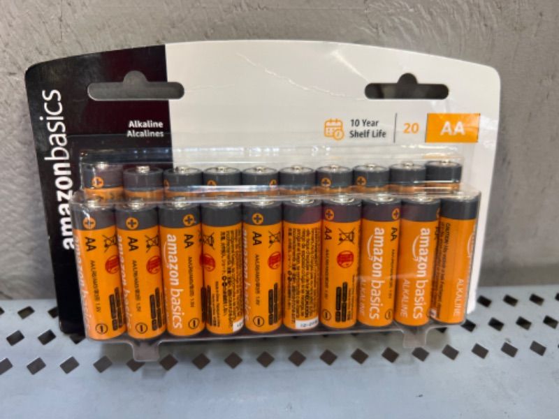 Photo 1 of Amazon Basics 20 Pack AA Alkaline Batteries - Blister Packaging 20 Count (Pack of 1)