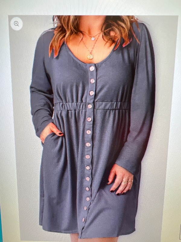 Photo 1 of Button Front Elastic Waist Long Sleeve Dress  SIZE SMALL 