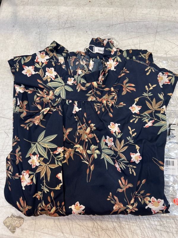 Photo 1 of HAOKEKE Women's Floral Print Dress Long Sleeves Fungus Flare Round Neck A-line Dress  MED 