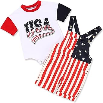 Photo 1 of 
Brand: bilison
bilison Baby Boy 4th of July Outfits Gentleman Bowtie Romper American Flag Shorts Independence Day Clothes