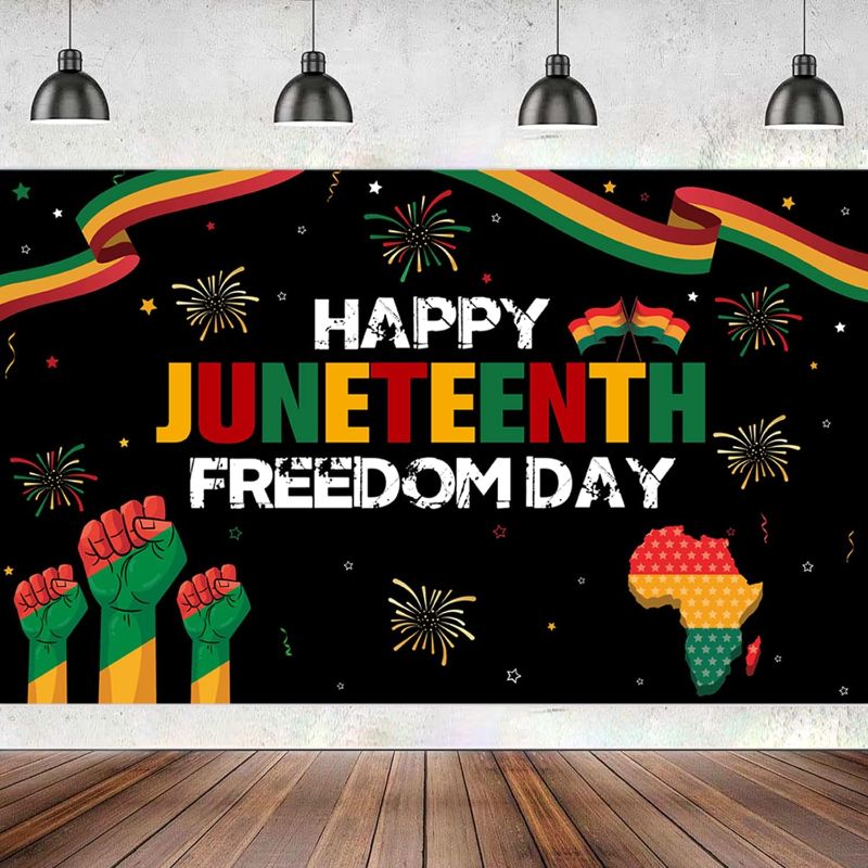 Photo 1 of 
Juneteenth Decorations Backdrop, Happy Juneteenth Banner Juneteenth Banner Photo Backdrop for 1865 June Nineteenth Freedom Day Party Decoration 71 x 43 inch