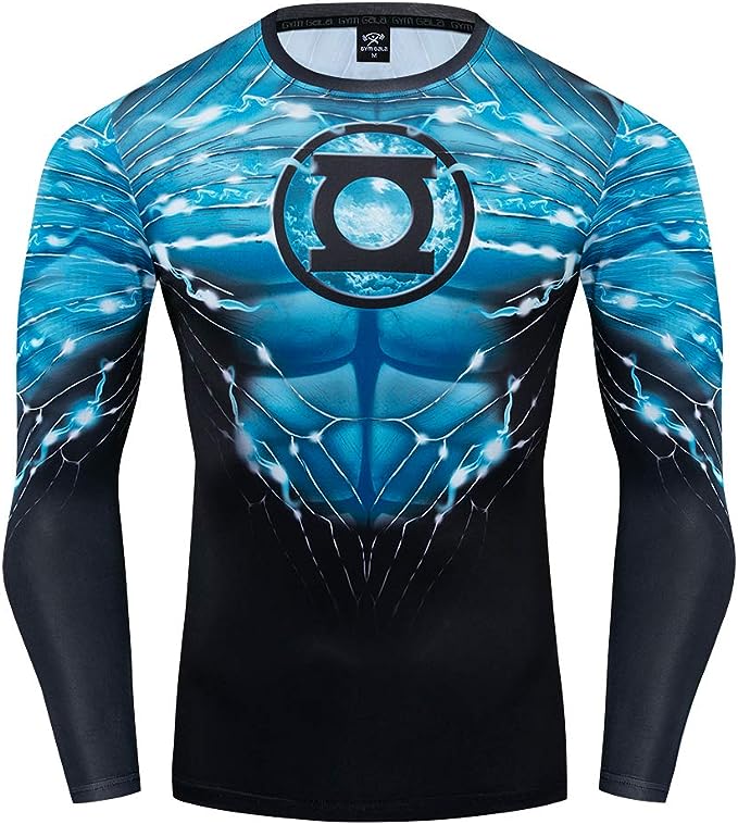 Photo 1 of GYM GALA Green Shirt Long Sleeve Running Sports Fitness T-Shirt HD 3D Print Compression Shirt  SIZE MED 