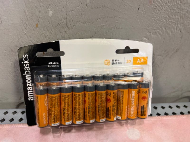 Photo 1 of Amazon Basics 20 Pack AA Alkaline Batteries - Blister Packaging 20 Count (Pack of 1)