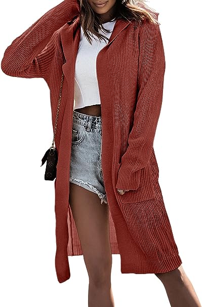 Photo 1 of Dokotoo Womens 2023 Solid Hooded Cardigan Sweaters for Women Knitted Coats Outerwear Casual Long Cardigans with Pockets SIZE M 
