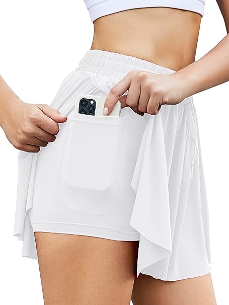 Photo 1 of Flowy Shorts Women's 2 in 1 Butterfly Shorts Athletic Shorts with Pocket Workout Skirts Biker Running Yoga Gym Tennis SIZE M 
