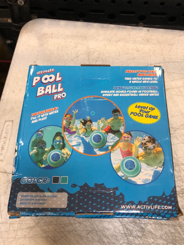 Photo 1 of The Ultimate Pool Ball - You Fill This Ball with Water to Play Underwater Games - Dribble Off The Pool Bottom & Pass Under Water for Endless Summer Fun with Friends & Family - Ultra-Durable & Bright Navy/Teal 9 Inch Ball (14 lbs filled)