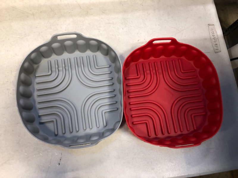 Photo 2 of 2 Pcs Air Fryer Silicone Liners?No Cheap Materials & Healthier and Safer Silicone?Reusable Heat Resistant Silicone Air Fryer Liners for 4 to 8 QT Air Fryer Inserts (Top 8.5 ", Bottom 7 ")