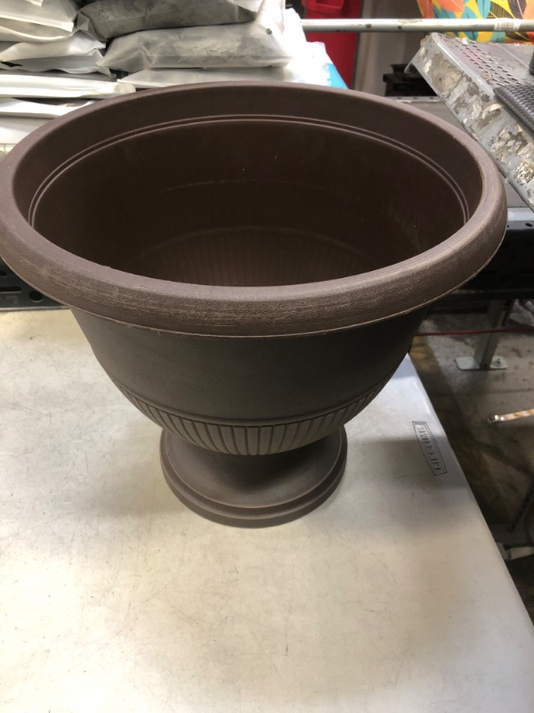 Photo 1 of 15 in. Rene Bark Brush Plastic Urn