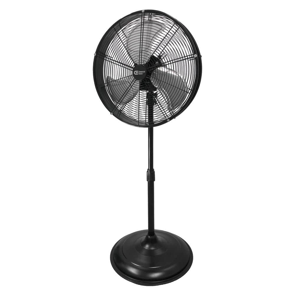 Photo 1 of Commercial Electric Adjustable-Height 20 in. Shroud Oscillating Pedestal Fan, Black
