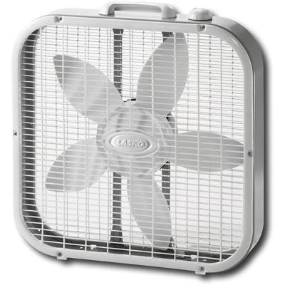 Photo 1 of Lasko 20 in. 3 Speeds Box Fan in White with Save-Smart Technology for Energy Efficiency, Carry Handle
