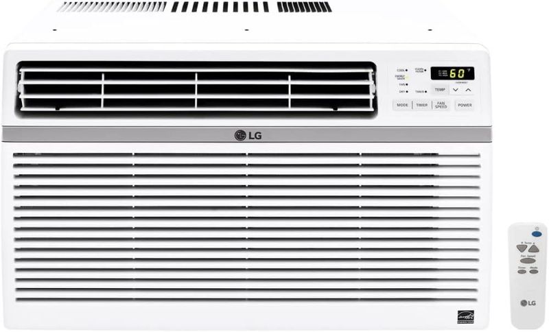 Photo 1 of LG 10,000 BTU Window Air Conditioner, Cools 450 Sq.Ft. (18' x 25' Room Size), Quiet Operation, Electronic Control with Remote, 3 Cooling & Fan Speeds, Energy Star, Auto Restart, 115V, White
