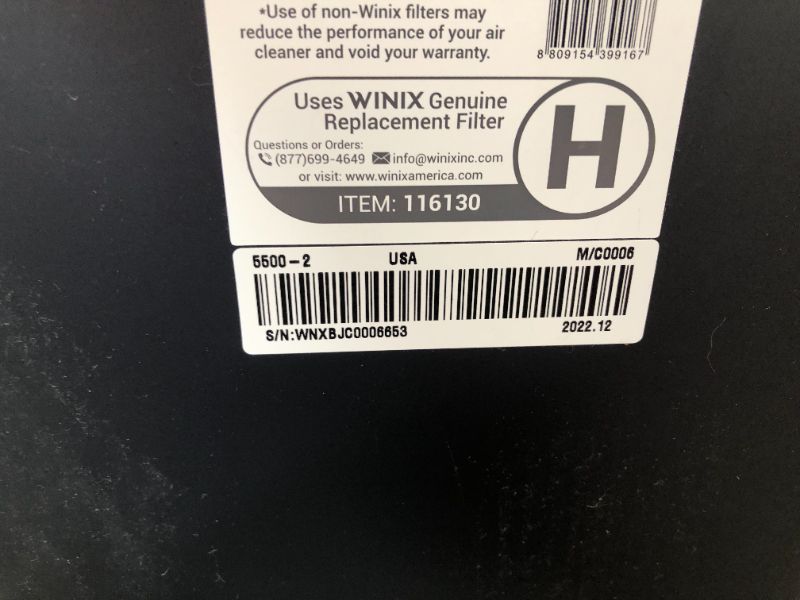 Photo 3 of Winix 5500-2 Air Purifier with True HEPA, PlasmaWave and Odor Reducing Washable AOC Carbon Filter Medium , Charcoal Gray
