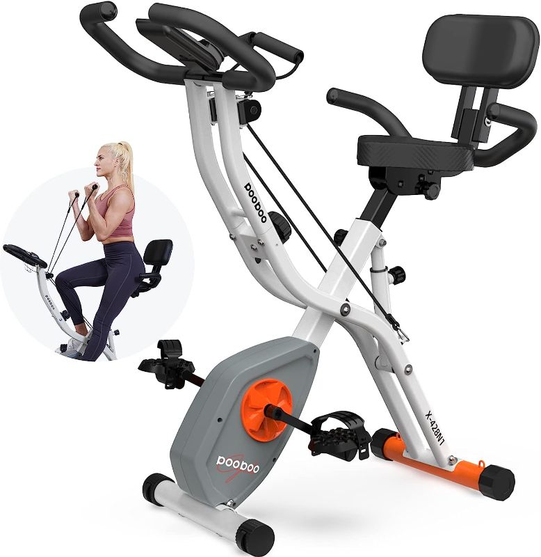 Photo 1 of **** SIMILAR ITEM*****Foldable Exercise Bike, pooboo 4 IN 1 Indoor Cycling Bike Stationary Bikes for Home Upright Recumbent Position, 8-Level Magnetic Resistance Fitness Bike with Stronger Frame Seat Backrest Adjustments
