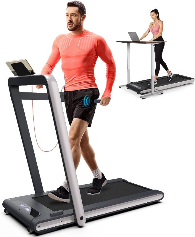 Photo 1 of 2 in 1 Under Desk Treadmill, 2.5HP Folding Electric Treadmill Walking Jogging Machine for Home Office with Remote Control, Black
