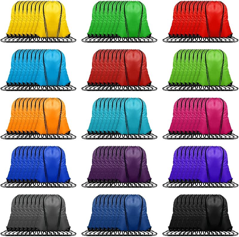 Photo 1 of 120 Pcs Drawstring Backpacks Bulk, Cinch Sack Drawstring Backpack Large Capacity Draw String Bags for Gym DIY Gift Storage Bag, Multicolor
