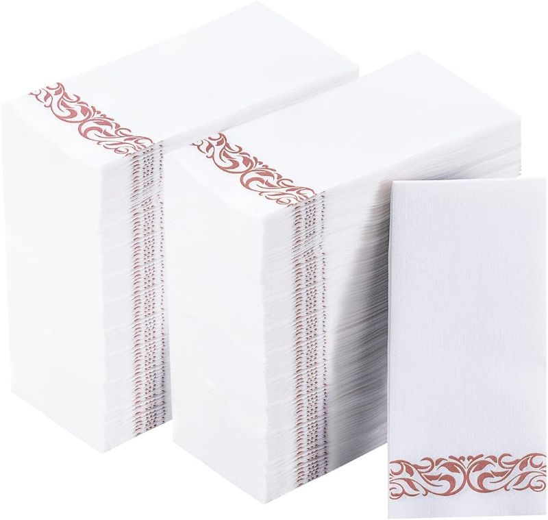 Photo 1 of [400 Pack]Vplus Paper Napkins Guest Towels Disposable Premium Quality 3-ply Dinner Napkins Disposable Soft, Absorbent, Party Napkins Wedding Napkins for Kitchen, Parties, Dinners or Events(Gold) Gold 400