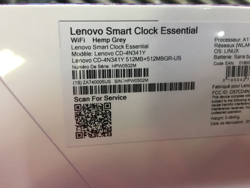 Photo 3 of Lenovo - Smart Clock Essential 4" Smart Display with Google Assistant - Soft Touch Gray
