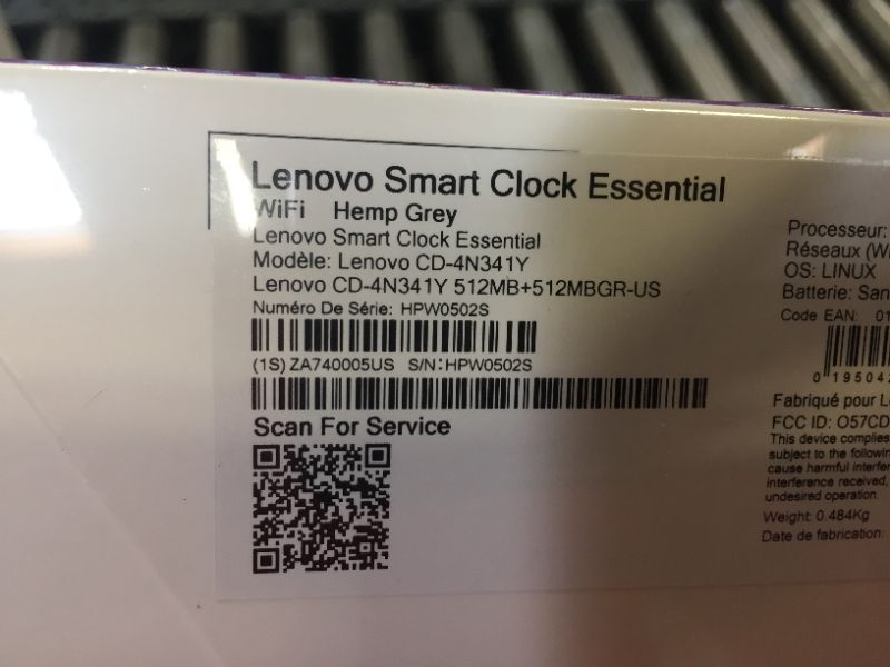 Photo 3 of Lenovo - Smart Clock Essential 4" Smart Display with Google Assistant - Soft Touch Gray
