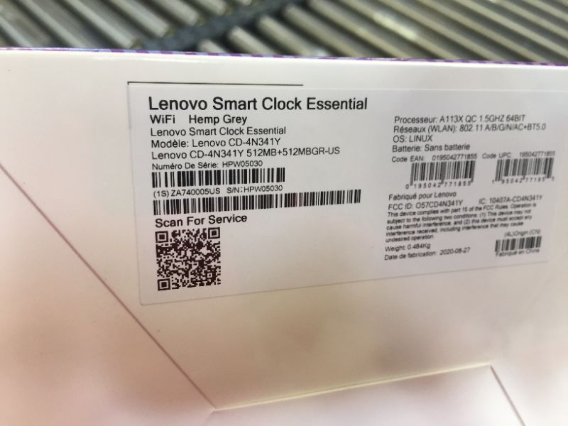 Photo 3 of Lenovo - Smart Clock Essential 4" Smart Display with Google Assistant - Soft Touch Gray
