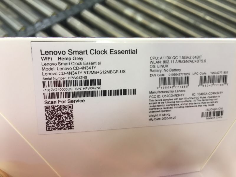 Photo 3 of Lenovo - Smart Clock Essential 4" Smart Display with Google Assistant - Soft Touch Gray
