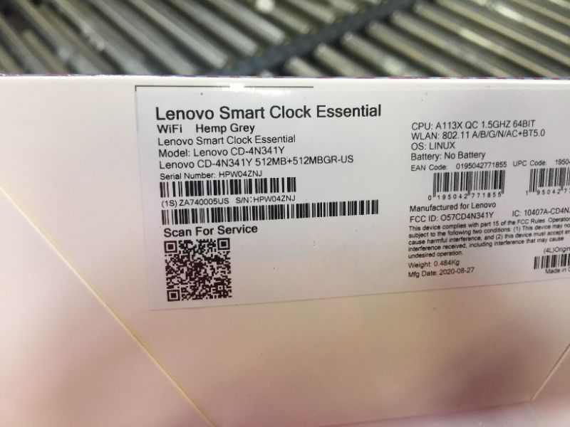 Photo 3 of Lenovo - Smart Clock Essential 4" Smart Display with Google Assistant - Soft Touch Gray
