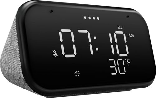 Photo 1 of Lenovo - Smart Clock Essential 4" Smart Display with Google Assistant - Soft Touch Gray
