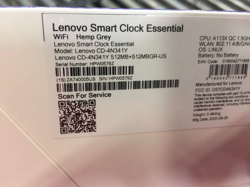 Photo 3 of Lenovo - Smart Clock Essential 4" Smart Display with Google Assistant - Soft Touch Gray
