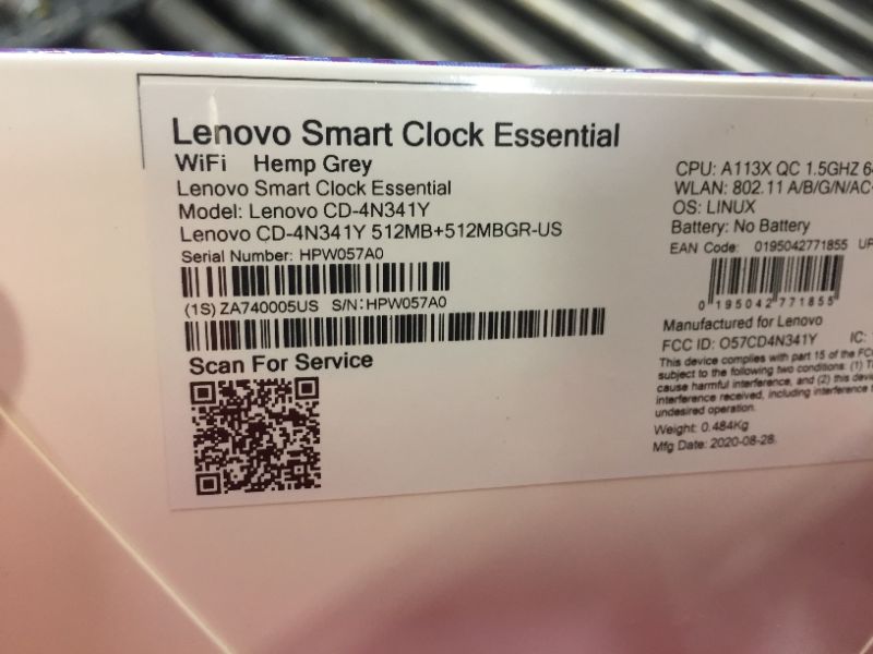 Photo 3 of Lenovo - Smart Clock Essential 4" Smart Display with Google Assistant - Soft Touch Gray
