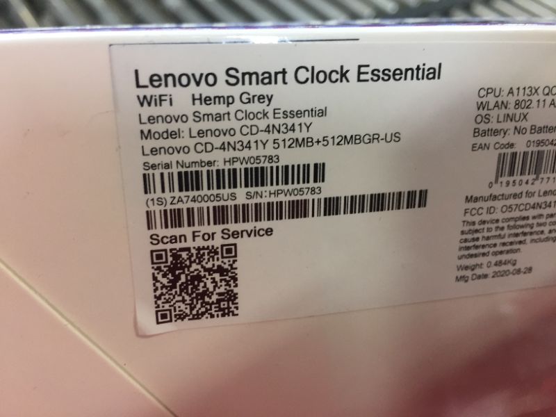 Photo 3 of Lenovo - Smart Clock Essential 4" Smart Display with Google Assistant - Soft Touch Gray
