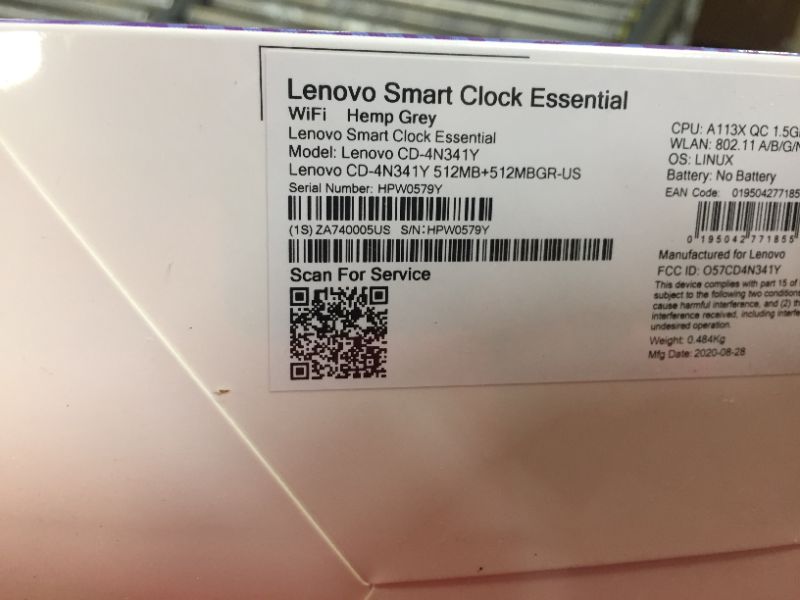 Photo 3 of Lenovo - Smart Clock Essential 4" Smart Display with Google Assistant - Soft Touch Gray
