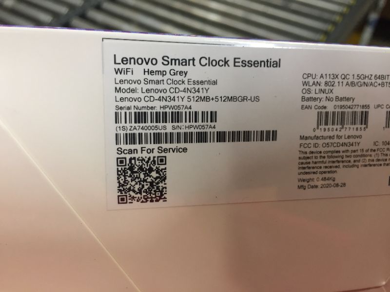 Photo 3 of Lenovo - Smart Clock Essential 4" Smart Display with Google Assistant - Soft Touch Gray
