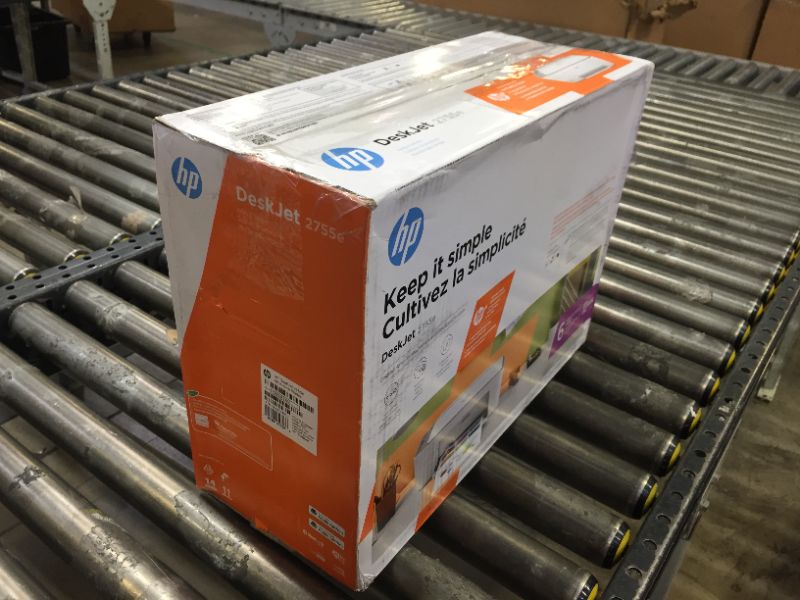 Photo 1 of HP DeskJet 2755e Wireless Color All-in-One Printer with bonus 6 months Instant Ink (26K67A), white