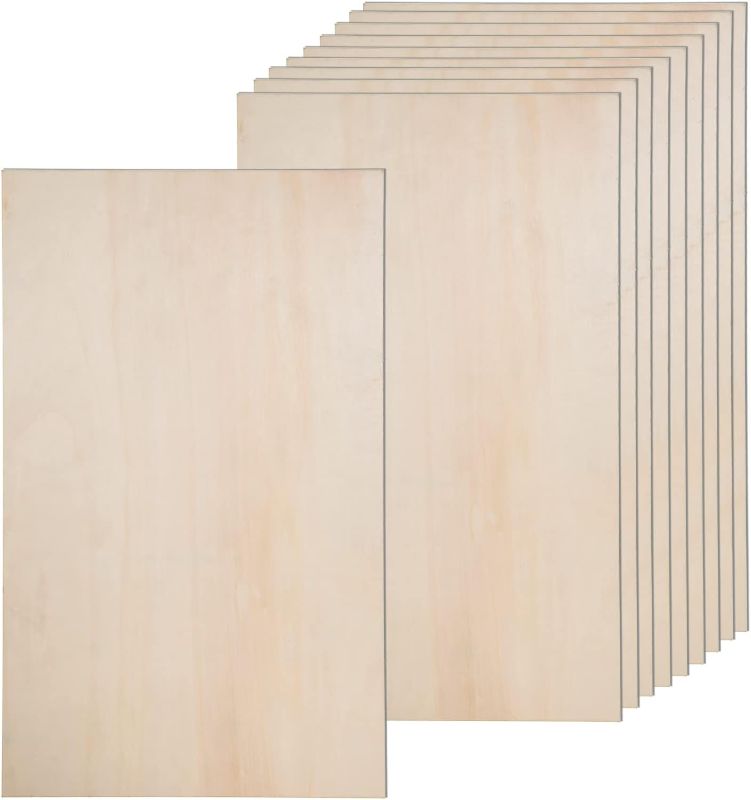 Photo 1 of 12 Pack Basswood Sheets for Crafts-12 x 20 x 1/8 Inch- 3mm Thick Plywood Sheets with Smooth Surfaces-Unfinished Rectangular Wood Boards for Laser Cutting, Wood Burning, Architectural Models, Staining
