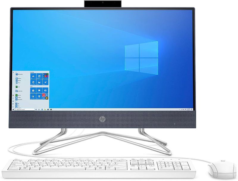 Photo 1 of HP All-in-One Desktop Computer 21.5 FHD Screen/ Intel Celeron G5900T/ 4GB DDR4 RAM/ 256GB SSD/DVD-Writer/AC WiFi/HDMI/Bluetooth/Blue/Windows 10 Home (Renewed)
