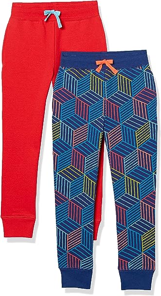 Photo 1 of Amazon Essentials Boys and Toddlers' Fleece Jogger Sweatpants (Previously Spotted Zebra), Pack of 4 - LARGE
