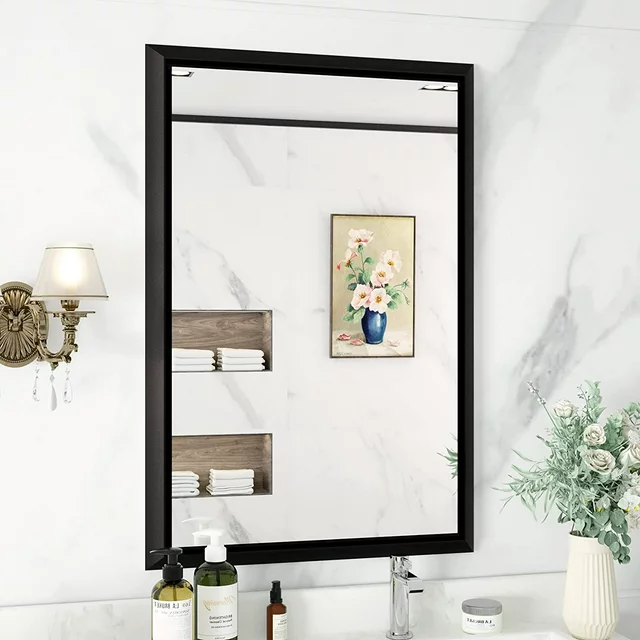 Photo 1 of 36"x24" Gray Matte Frame Vanity Mirror, Wall Mounted Bathroom Mirror for Farmhouse Bedroom Entryway (Horizontal/Vertical)
